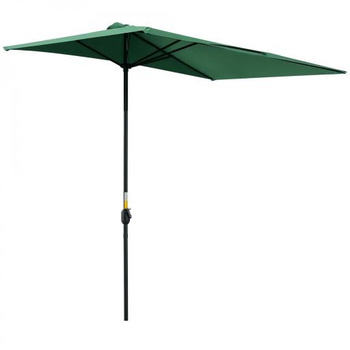 Parasol para Pared 230x130x245 cm Media Sombrilla con Manivela Protección UV 30+ Impermeable Verde [9]
