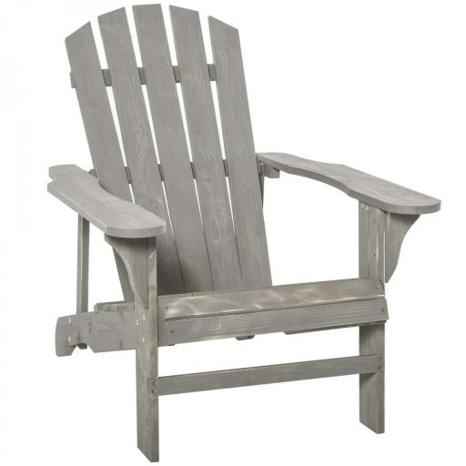 de Jardín Adirondack Asiento Extra Ancho Carga 150 kg para Patio Terraza Balcón 78x89x88 cm Gris Claro [9]