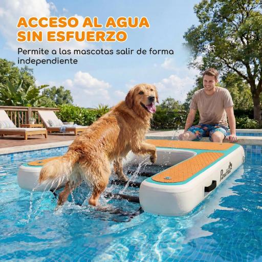 Rampa de Agua Hinchable para Perros para Piscina Barcos Lagos 151x102 cm con Superficie Antideslizante de EVA [5]