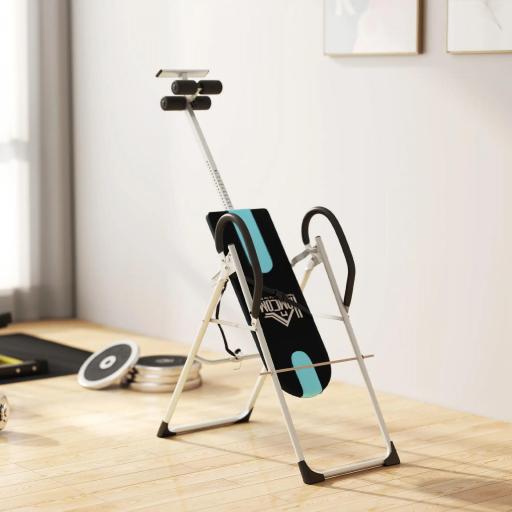 Tabla de Inversión Gravitacional Plegable con Altura Ajustable a 147-198cm y Cinturón 112-142x65x126 cm Negro y Azul [5]