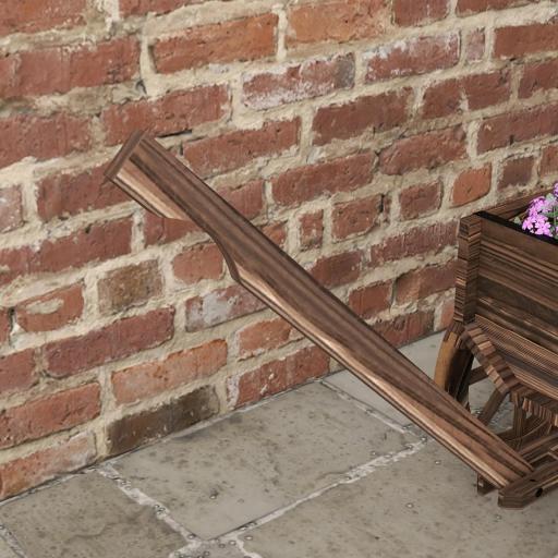 Jardinera de Madera Exterior en Forma de Carrito con 4 Ruedas y Mango para Balcón Jardín Patio 120x41x54 cm Carbonizado [3]