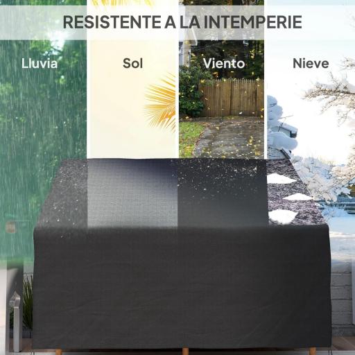 Funda para Banco de Jardín de 2 Plazas Tela Oxford 600D con Recubrimiento Impermeable para Patio Terraza 140x84x56/94 cm [4]