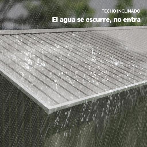 Cobertizo de Jardín 12,4 m² 340x386x200 cm con 2 Puertas Corredizas Base Refuerzo (Suelo NO Incluido) Gris Claro [6]