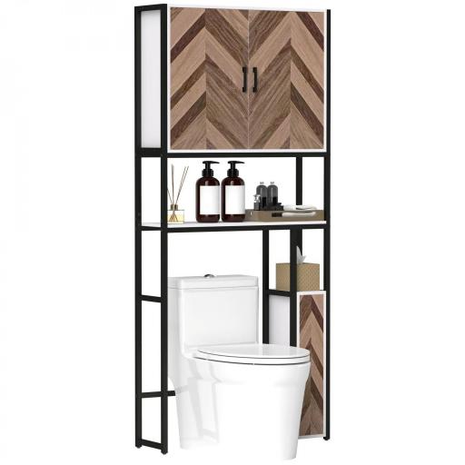 Mueble sobre Inodoro Armario sobre Inodoro con Estantes Ajustables y Compartimento Abierto 79,5x23x178 cm Multicolor [3]