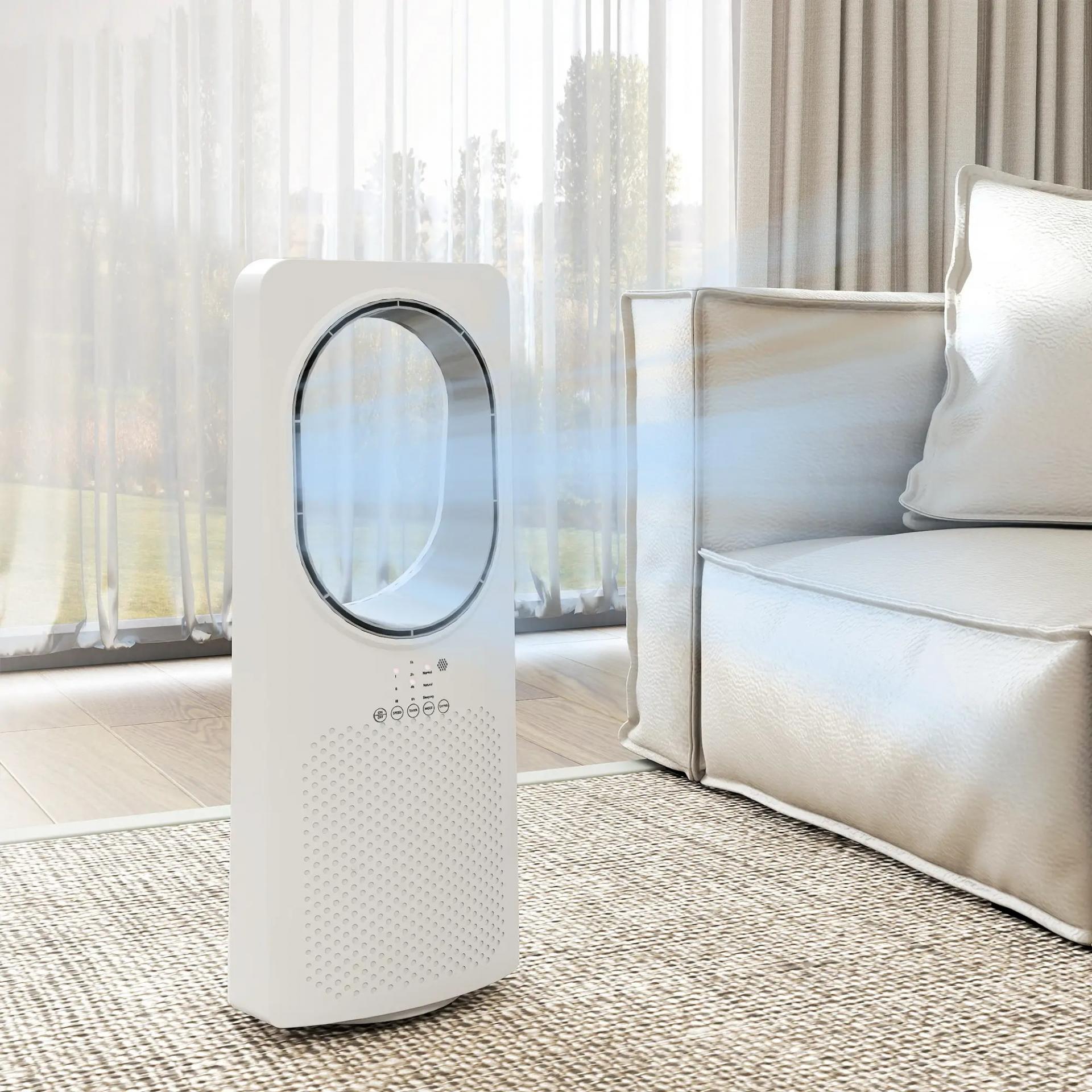 Ventilador de Torre sin Aspas con Mando a Distancia Oscilación 45° 3 Velocidades 3 Modos Temporizador 15H Blanco