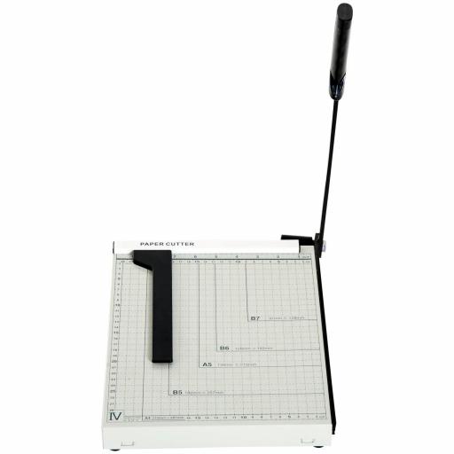 Cortador de Papel A4 Guillotina Profesional para Papelería Fotográfica Oficina Estudio Escuela Capacidad 12 Hojas con Regla Guía Cizalla de Cuchilla 48x26,5x5 cm Blanco [4]