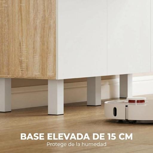 Alacena de Cocina Alta con 6 Puertas y Gran Cajón Estantes Encimera Amplia para Microondas 120x40x175 cm Blanco [3]