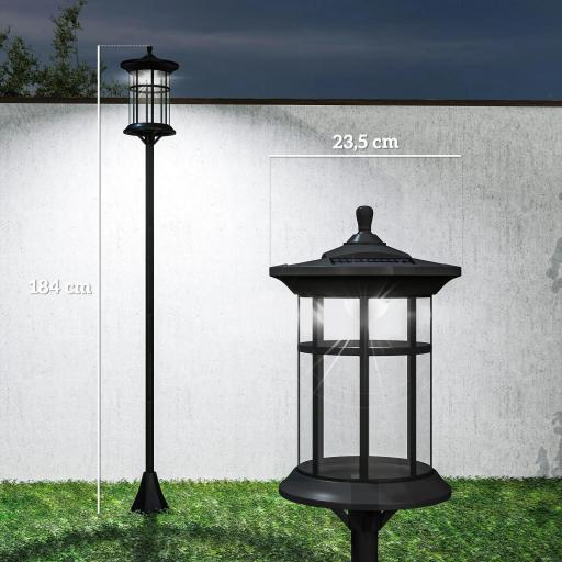  2 Luces Solares Exterior con Panel Solar Encendido Automático y Marco de Acero Inoxidable Impermeable IP44 Negro [2]