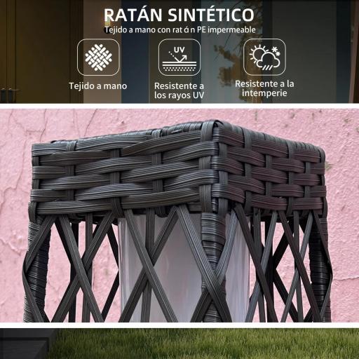Lámpara Solar de Ratán Sintético con Luces LED Encendido/Apagado Automático para Exterior 20x20x68 cm Gris [2]
