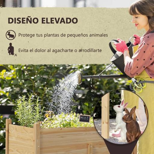 Huerto Urbano Elevado 115x55x80 cm Jardinera de Cultivo con Tela no Tejida para Cultivo Plantas Flores Verduras Natural [2]