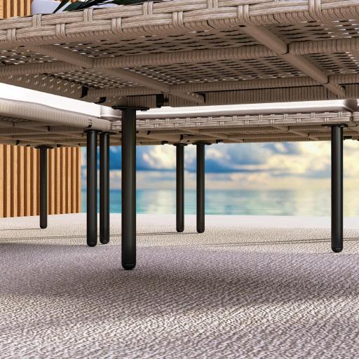 Conjunto de Jardín de Ratán Sintético con Sofá de Exterior de 4 Módulos y 1 Mesa de Centro y Cojines Crema [4]