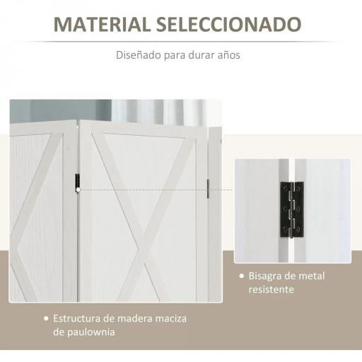 Biombo de 4 Paneles Separador de Ambientes Plegable 182x170 cm Divisor de Espacios Elegante Blanco [3]