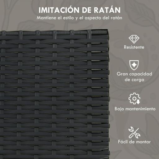 Conjunto de Muebles de Jardín de Ratán Sintético con 2 Sofás Individuales 1 Sofá Doble y 2 Mesas de Centro Negro [5]