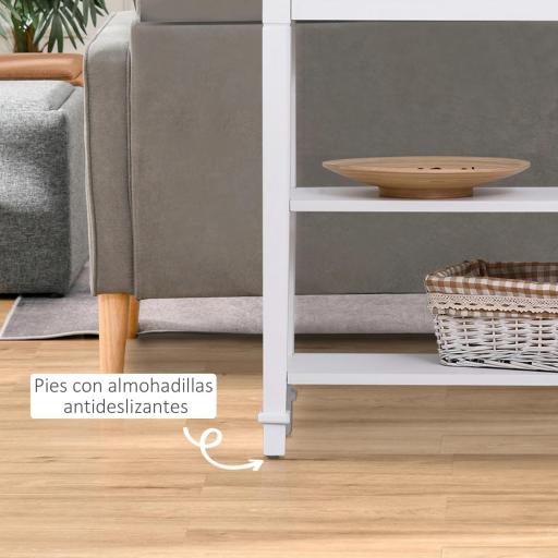 Mesa Consola Mesa Recibidor con 2 Estantes y Cajón para Entrada Pasillo Salón 75,6x27,5x80,5 cm Blanco [5]