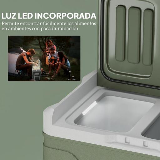 Nevera Portátil Eléctrica 45L Refrigerador de Coche 12V/24V -20℃ a +20 ℃ con Pantalla LED Táctil 64,5x43,5x53 cm Verde [6]