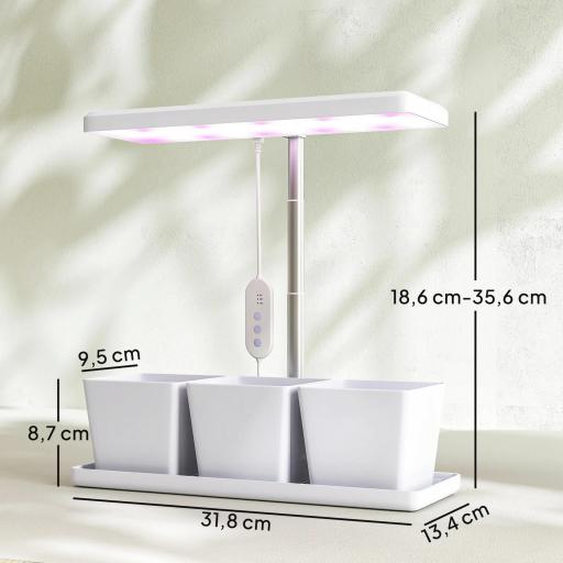 Luz de Crecimiento de Espectro Completo 30 LED Ajustable en Altura con Temporizador Automático 5 de Brillo y 3 Cajas [1]