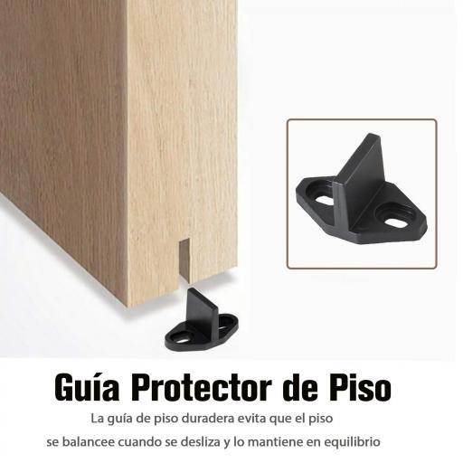 Herraje Puerta Corredera 200 cm Kit de Puerta Corredera de Madera Acero al Carbono Baño Cocina Dormitorio Negro [4]