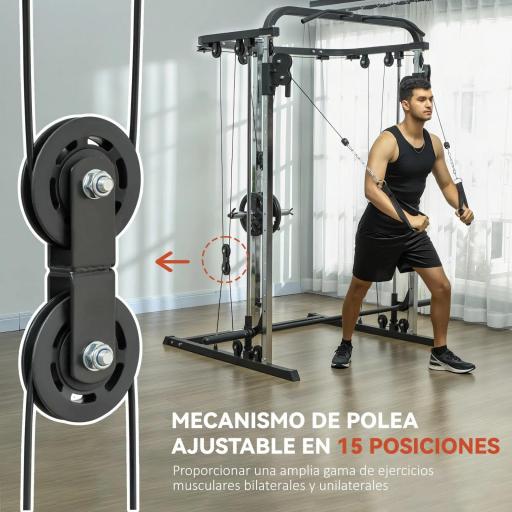 Máquina Multifunción de Musculación con Soporte para Sentadillas y Barra para Pesas para Entrenamiento Fitness Negro [3]