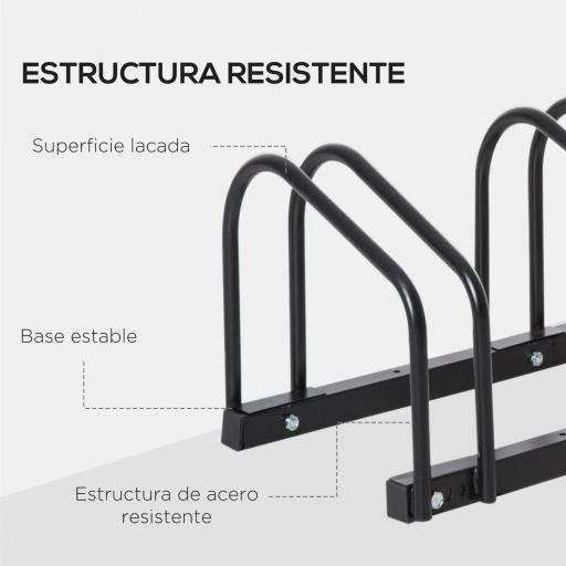 Aparcamiento para 4 Bicicletas Soporte de Acero para Aparcar Bicicletas en el Suelo o Pared 110x33x27 cm Negro [3]