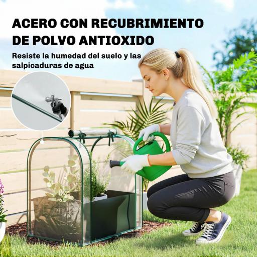 Mini Invernadero con Bolsa de Plantación Invernadero Pequeño Portátil para Interior y Exterior 68x50x70 cm Verde [5]