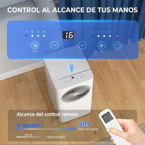 Aire Acondicionado Portátil 7000 BTU 4 en 1 Enfriamiento Deshumidificador Ventilador Modo de Sueño para 26 m² Blanco [6]