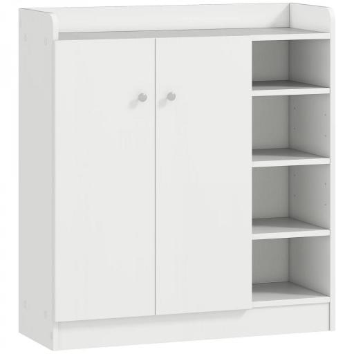 Mueble Zapatero de 2 Puertas Zapatero Estrecho con Estantes Ajustables para 12 Pares de Zapatos para Pasillo Entrada 83x30x90 cm Blanco [10]