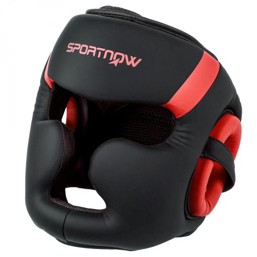 Casco de Boxeo Helmet MMA con Correa Ajustable para Grappling Sparring Artes Marciales Kickboxing Karate Rojo y Negro [8]