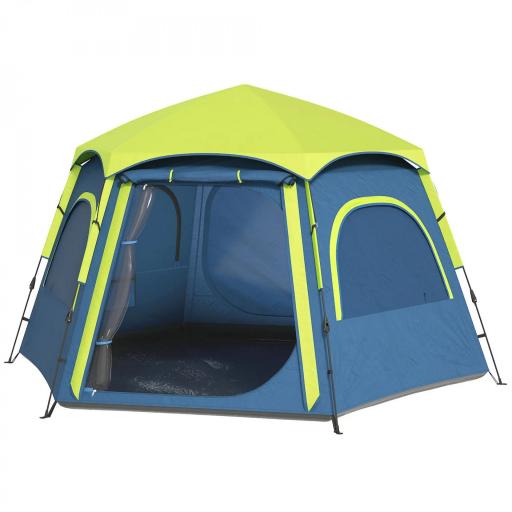 Tienda de Campaña para 4 Personas con Fácil Montaje Protección UV y Bolsa de Transporte 280x240x155 cm Azul [9]