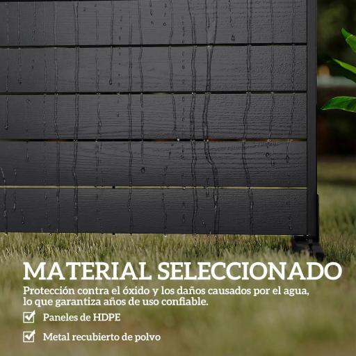 Biombo de 6 Paneles de HDPE 120x174 cm Biombo Separador de Ambientes con Soporte Aspecto de Vetas de Madera Negro [6]