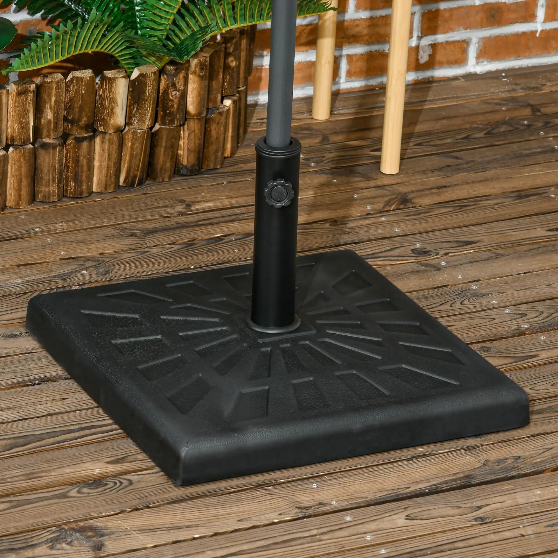 Base para Sombrilla de Resina 19 kg para Mástil de Ø32/38/48 mm para Jardín Terraza Patio 51x51x32 cm Negro