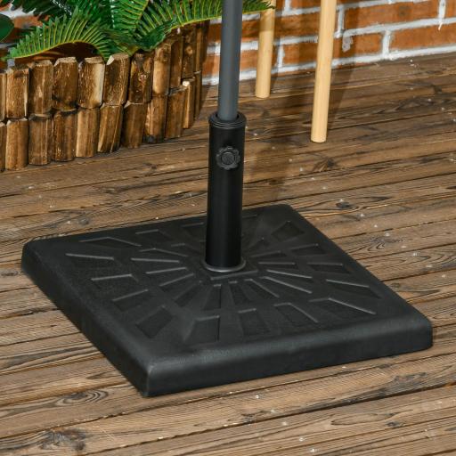 Base para Sombrilla de Resina 19 kg para Mástil de Ø32/38/48 mm para Jardín Terraza Patio 51x51x32 cm Negro
