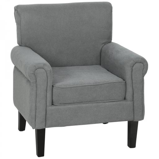 Butaca de Salón Tapizada en Tela Sillón Relax con Reposabrazos Asiento Extraíble para Dormitorio 79x72,5x88 cm Gris [9]