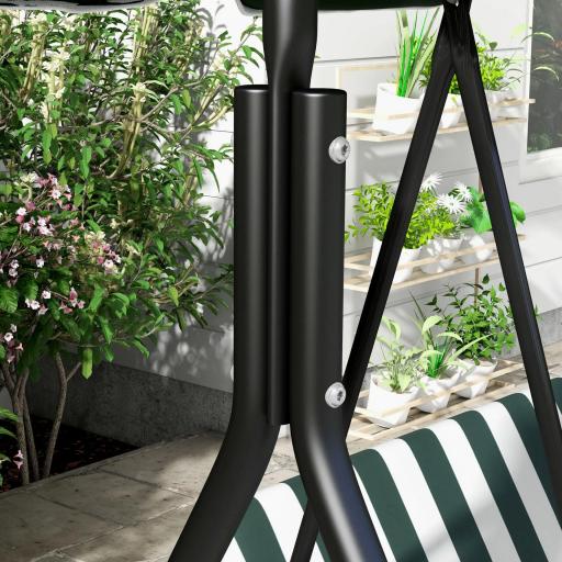 Balancín de Jardín Exterior Columpio de 3 Plazas con Toldo Ajustable y Marco de Acero para Terraza 172x110x153 cm Verde [7]