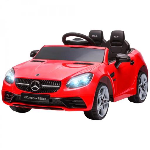 Coche Eléctrico para Niños de +3 Años Mercedes SLC 300 con Batería 12V Mando a Distancia Faros LED Bocina Música Rojo [9]