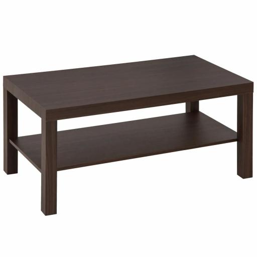 Mesa de Centro Moderna Mesa Baja con 2 Estantes de Almacenamiento Mesita para Salón Carga 20 kg 90x45x44,5 cm Nogal [9]