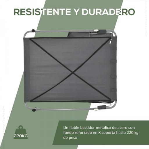 Tumbona Doble con Toldo Ajustable Tumbona de Jardín para 2 Personas con Cojines y 2 Ruedas 200x175x134 cm Gris [3]