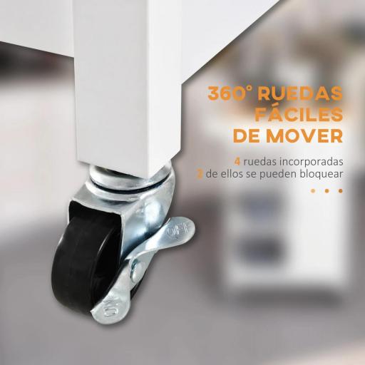 Carrito de Cocina Carro Auxiliar con Ruedas 1 Cajón 1 Armario 3 Estantes Abiertos de Almacenamiento para Comedor 66x39,5x86,5 cm Blanco [4]