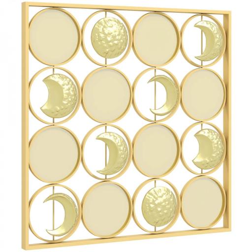 Decoración de Metal para Pared de Fases Lunares Multidireccional con 16 Discos Dorado [9]