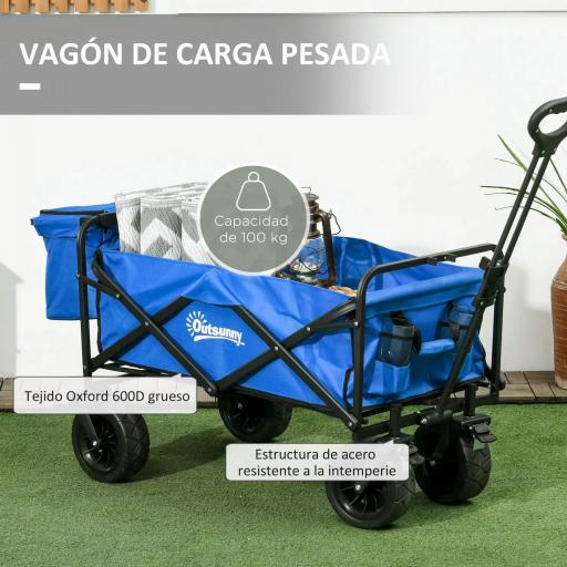 Carro Plegable con Bolsa Térmica Desmontable Longitud y Ángulo del Mango Ajustables y Bolsa de Transporte Azul [3]