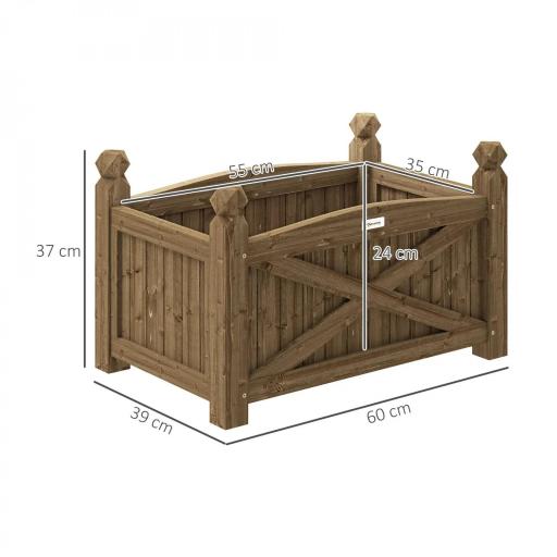 Jardinera de Madera Elevada para Cultivar Plantas Flores Hierba para Jardín Balcón Terraza 60x39x37 cm Café Oscuro [1]
