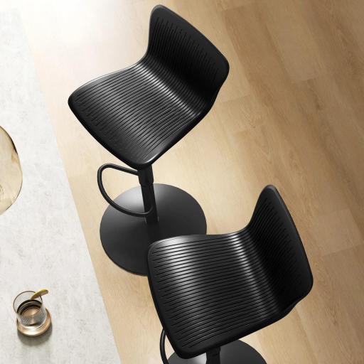 Conjunto de 2 Taburetes Altos de Cocina Giratorios con Respaldo y Altura Ajustable Carga 120 kg para Bar Salón Negro [2]