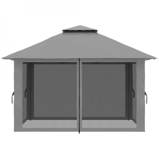 Carpa Plegable Pop-up con Altura Ajustable Protección UV50+ Doble Techo y Mosquiteras 4x4x2,8 m Gris [7]