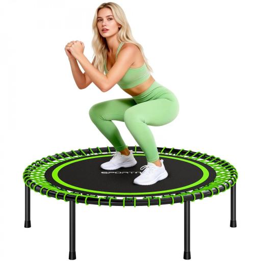 Cama Elástica Fitness Ø114 cm con Marco de Acero Reforzado para Entrenamiento Piernas Cuerpo Verde y Negro [8]