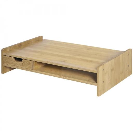 Soporte para Monitor de Bambú Organizador de Escritorio para Ordenador Portátil 49x25,5x11,5 cm Natural [9]