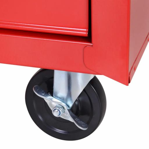 Caja Taller Carro de Herramientas con Ruedas Cerradura tipo Mueble de Almacenamiento para Taller Garaje y Hogar Chapa de Acero 69x33x75 cm Rojo [4]