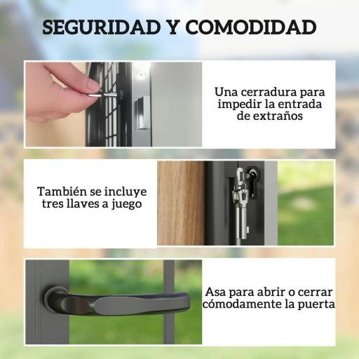 Puerta de Jardín Metálica con Cerradura y Llaves de Acero Galvanizado Resistente a la Intemperie 147,5x89 cm Negro [3]