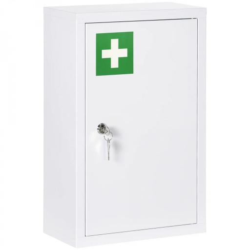Botiquín de Pared Armario de Medicinas de Acero Armario con 3 Estantes y 2 Llaves para Baño 30x14x46 cm Blanco [9]
