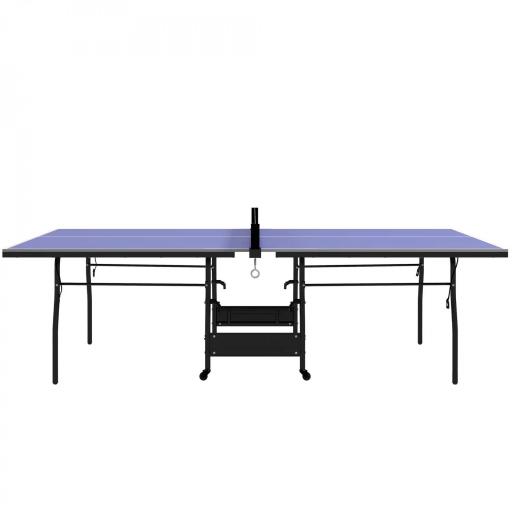 Mesa de Ping-Pong Tamaño Estándar con 4 Ruedas Red 2 Paletas y 3 Pelotas para Interior 274x152,5x76 cm Azul [8]