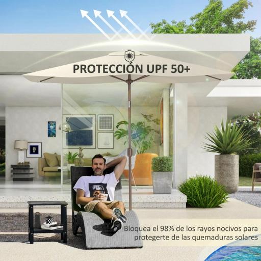 Toldo de Recambio de Sombrilla de 3x2 m Toldo de Repuesto para Sombrilla con Ventilación Superior Anti-UV 50+ Beige [6]