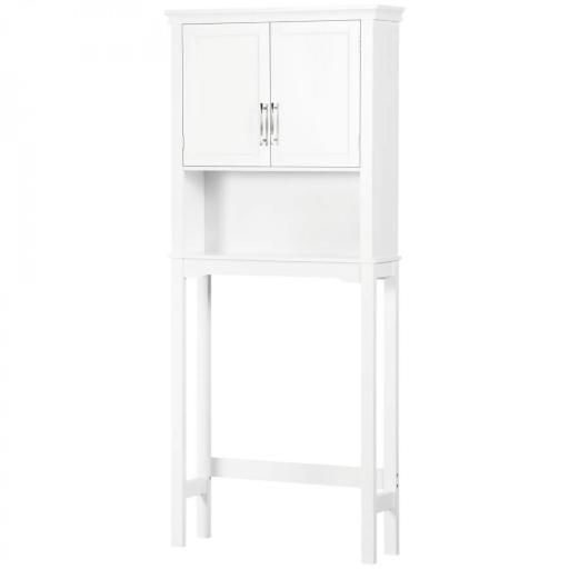 Mueble sobre Inodoro Armario Alto para Lavadora con 2 Puertas Balda Ajustable y 1 Estante 71x20,5x165 cm Blanco [8]